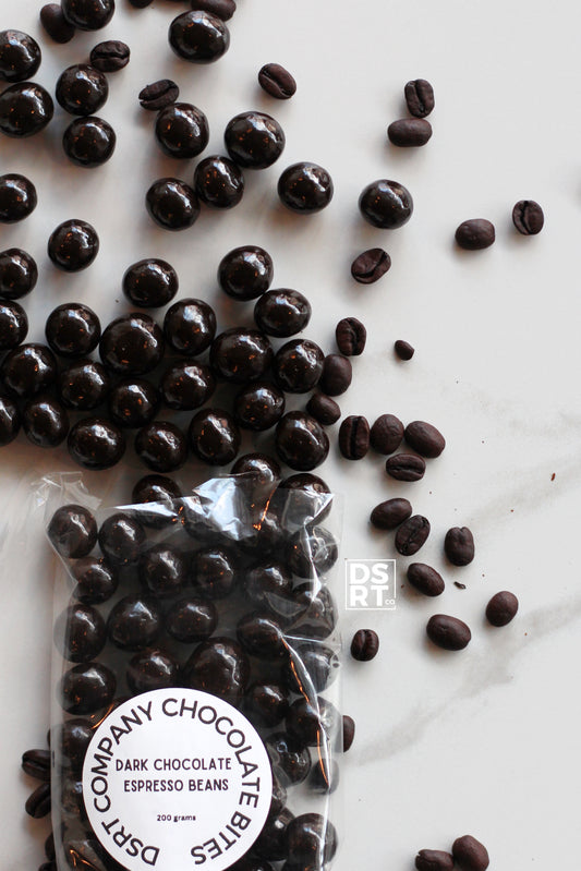 Dark chocolate covered espresso beans